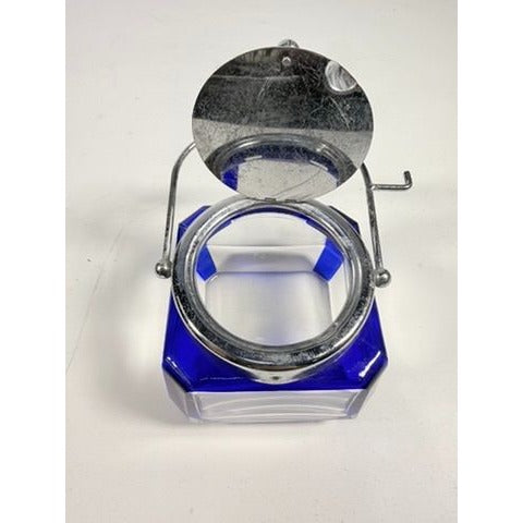 Jam Mustard Jar Sugar Bowl Vintage Cobalt Blue Tableware Flip Siiverplated Lid Condiment Set Serveware Replacement China