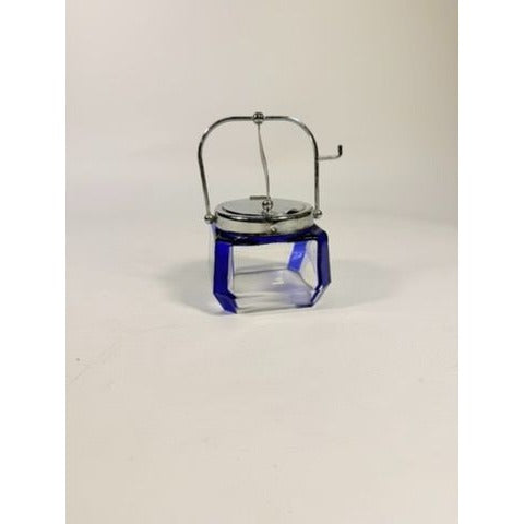 Jam Mustard Jar Sugar Bowl Vintage Cobalt Blue Tableware Flip Siiverplated Lid Condiment Set Serveware Replacement China