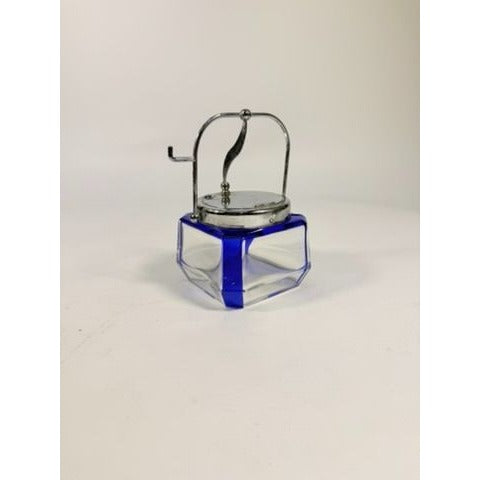 Jam Mustard Jar Sugar Bowl Vintage Cobalt Blue Tableware Flip Siiverplated Lid Condiment Set Serveware Replacement China