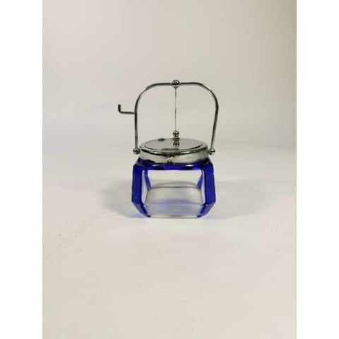 Jam Mustard Jar Sugar Bowl Vintage Cobalt Blue Tableware Flip Siiverplated Lid Condiment Set Serveware Replacement China