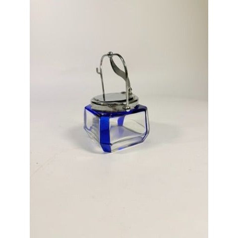 Jam Mustard Jar Sugar Bowl Vintage Cobalt Blue Tableware Flip Siiverplated Lid Condiment Set Serveware Replacement China