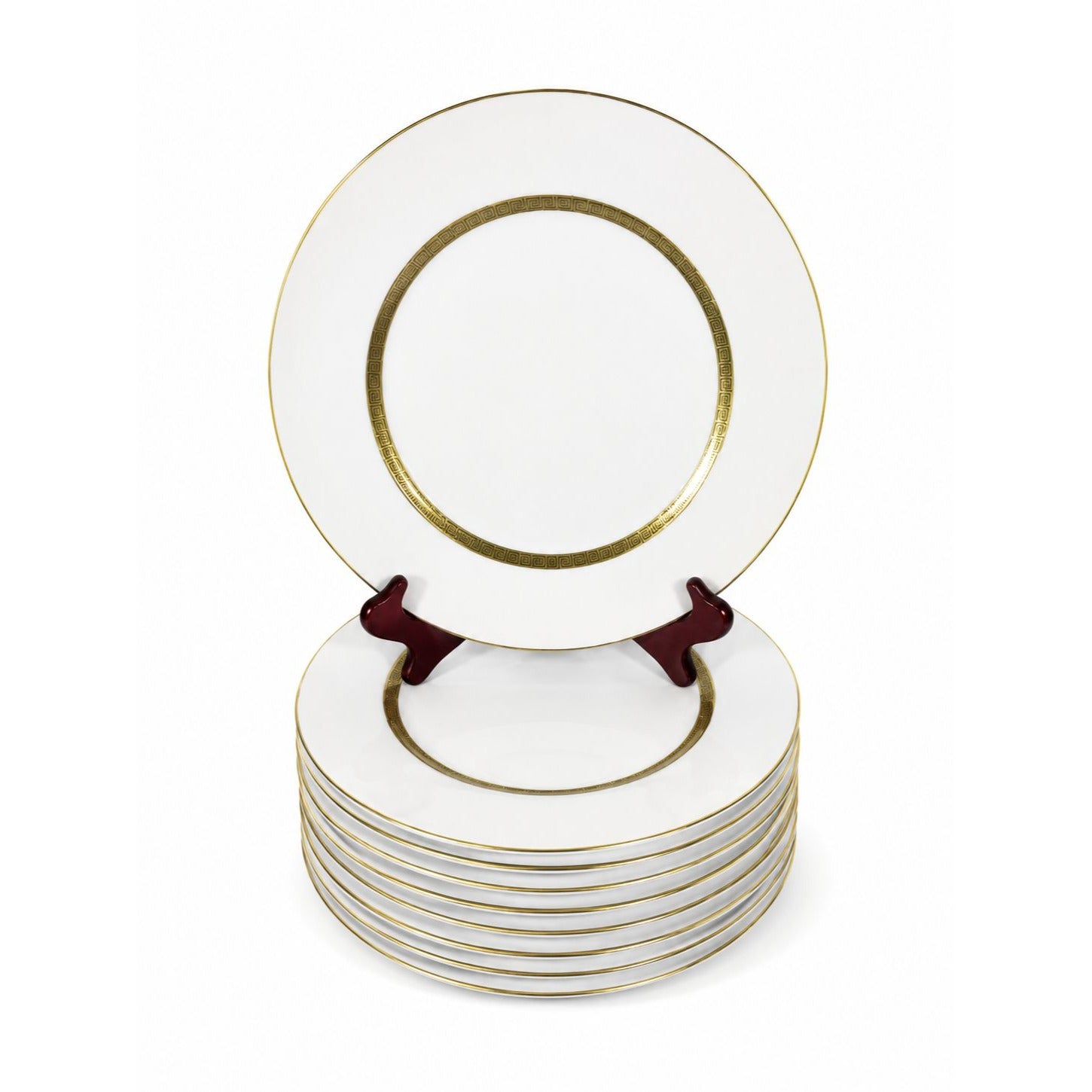 Dinner Plates Set11 Key Largo by Meito Black Greek Key On Gold Band Royal M Japan Replacement China Vintage Elegant Traditional C