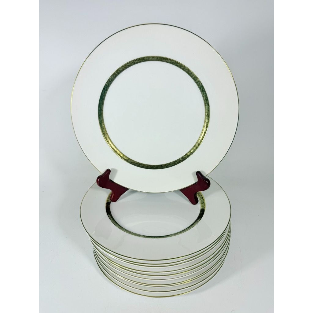 Dinner Plates Set11 Key Largo by Meito Black Greek Key On Gold Band Royal M Japan Replacement China Vintage Elegant Traditional C
