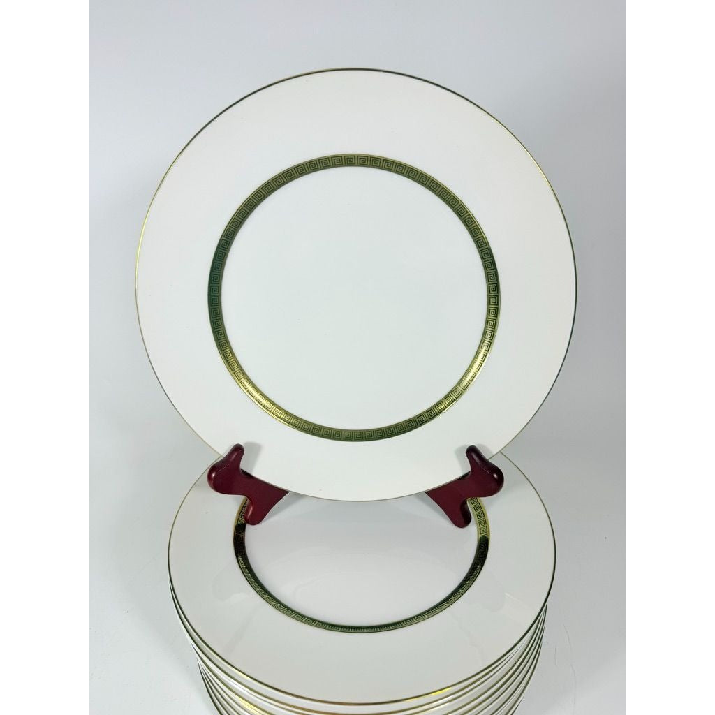 Dinner Plates Set11 Key Largo by Meito Black Greek Key On Gold Band Royal M Japan Replacement China Vintage Elegant Traditional C