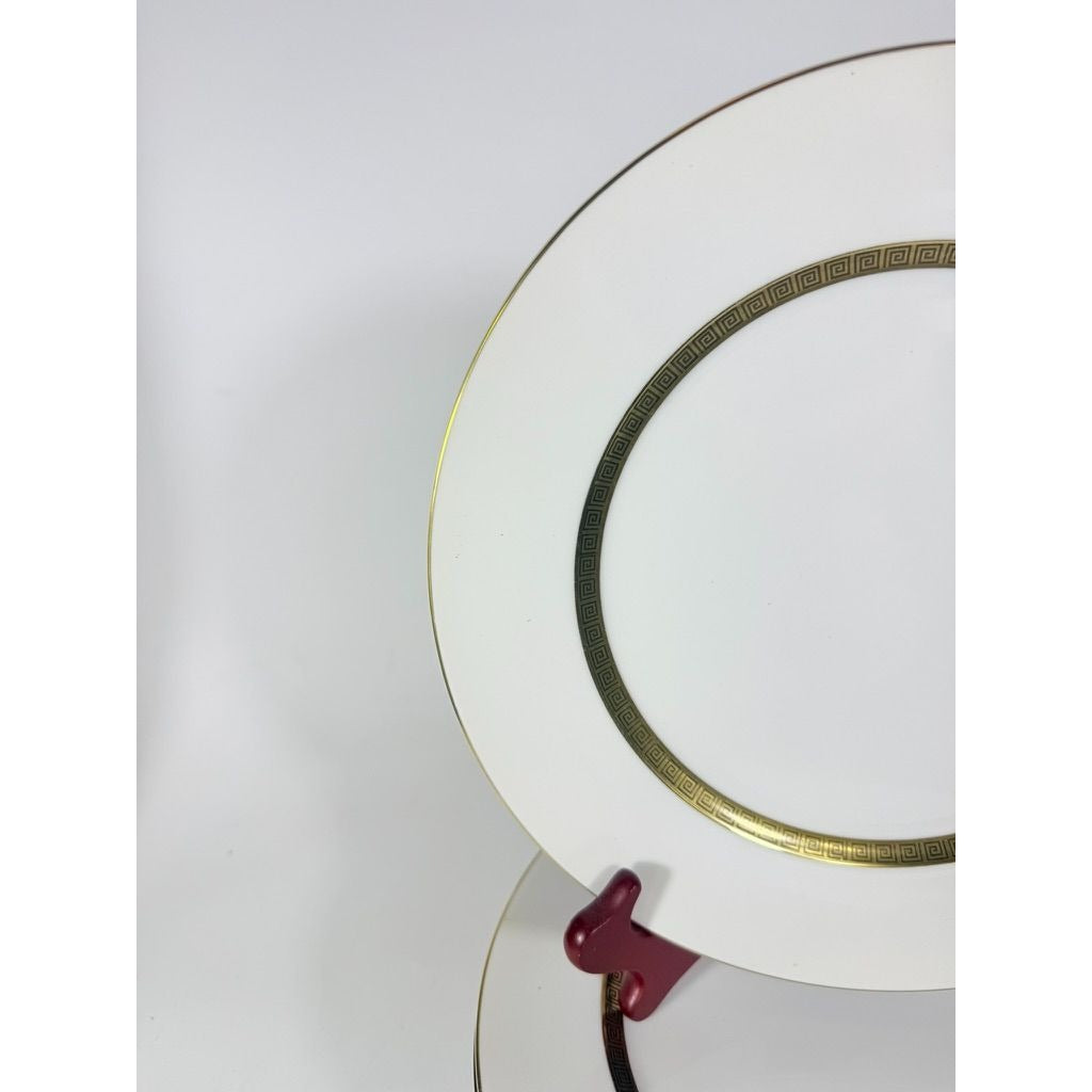 Dinner Plates Set11 Key Largo by Meito Black Greek Key On Gold Band Royal M Japan Replacement China Vintage Elegant Traditional C