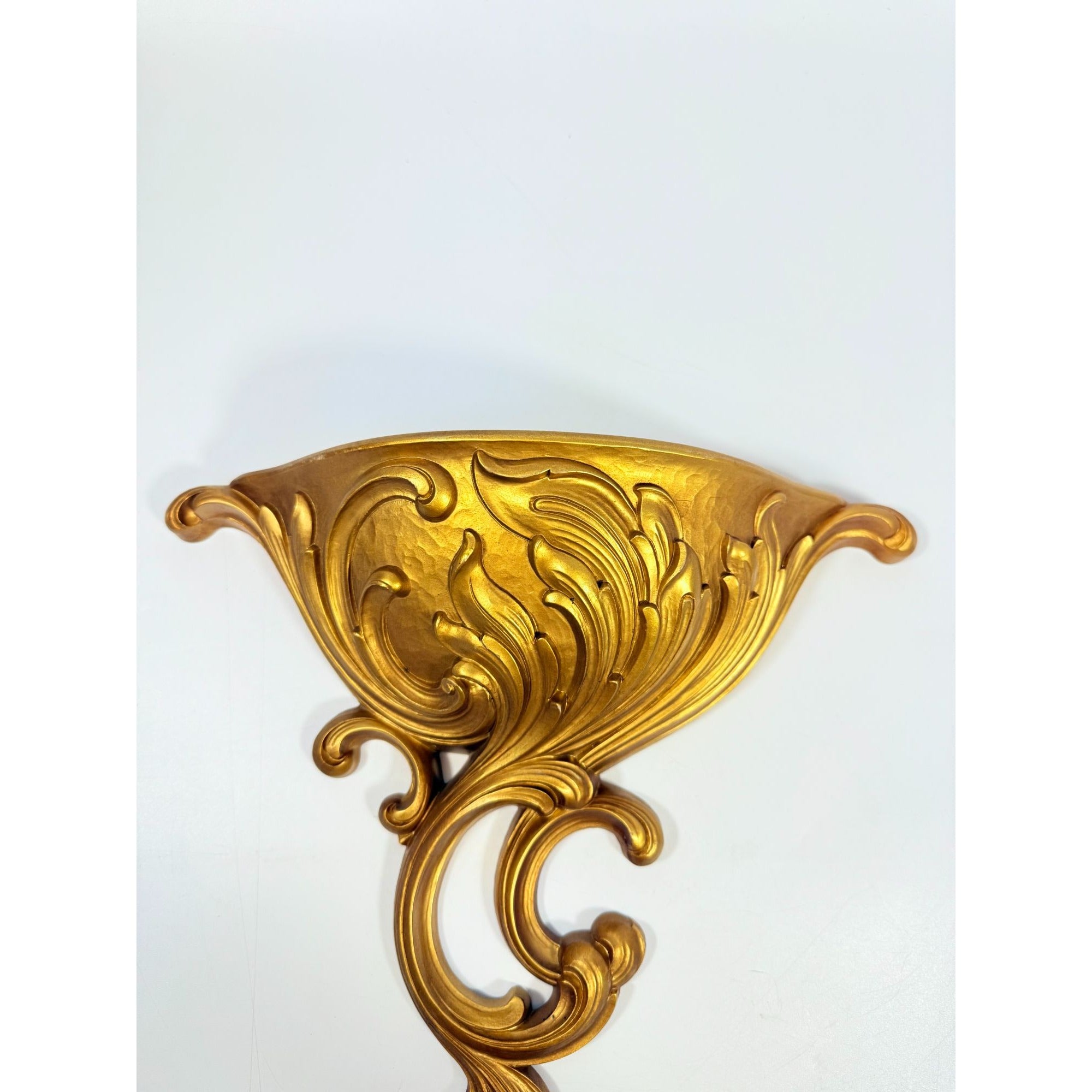 Gold Wall Pocket Planter Syroco Scroll Mid Century Retro Vintage Home Decor Decorative Accents Hollywood Regency Home Interiors