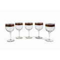 Stemmed Wine Glasses Culver Valencia Cranberry Scroll Mid Century Modern 22KT Gold Replacement  Glass - Set of 5 Vintage Barware Tableware