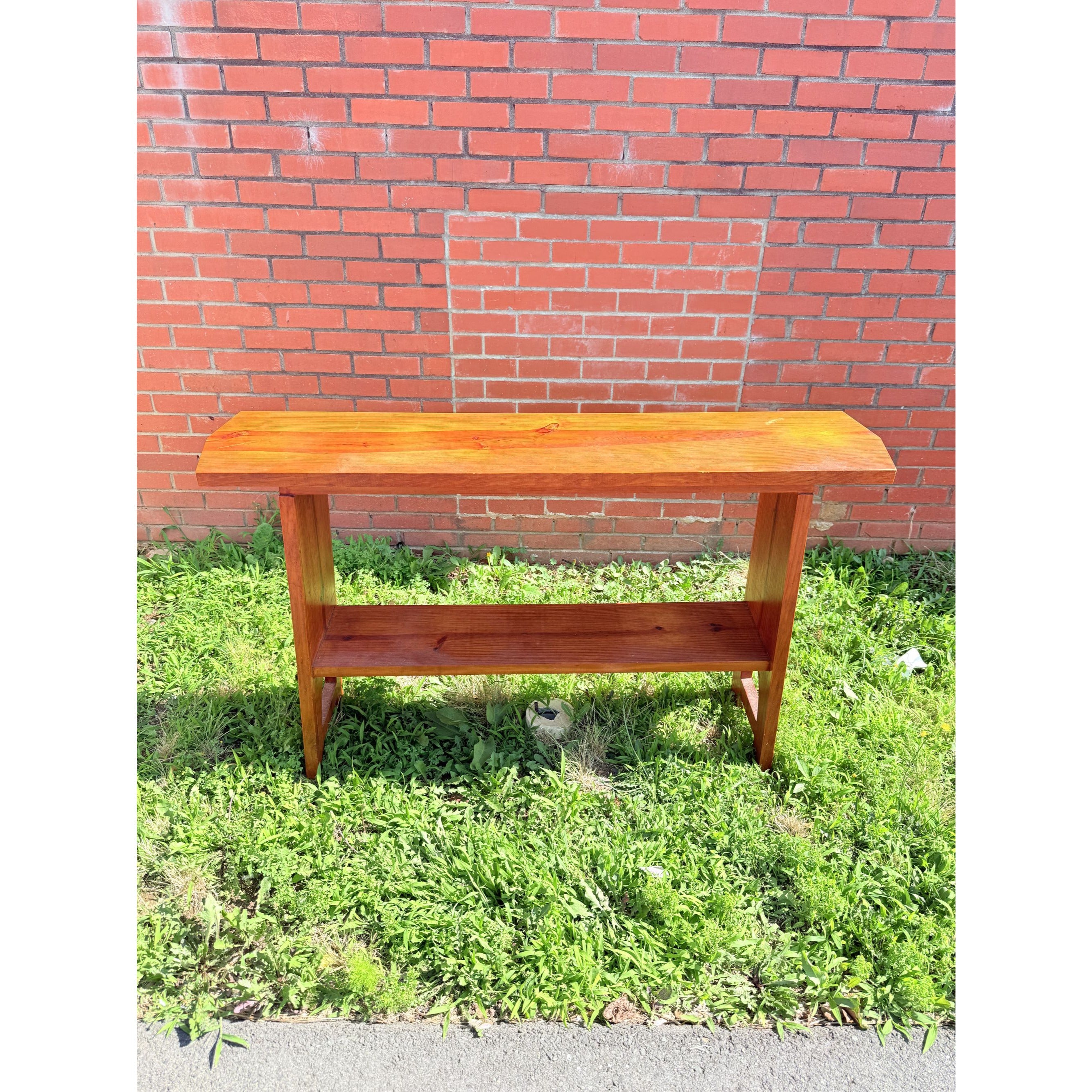 Pine Sofa Table Enterance Foyer Tall Vintage Handmade Furniture Farmhouse Primitive Arts and Crafts Style Hand Made Cottage Core