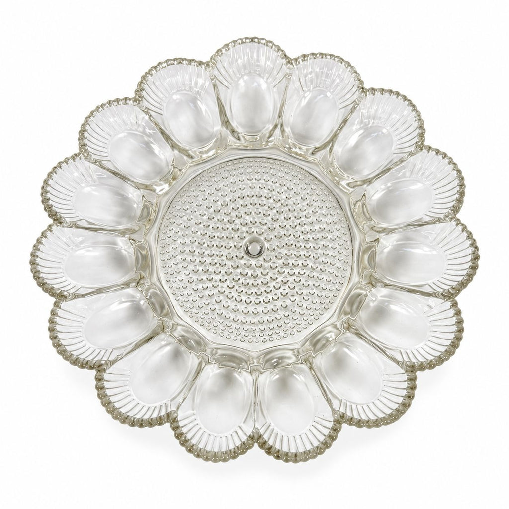 Deviled Egg Plate Platter Indiana Glass Clear Hobnail Vintage 15 Count  Serveware Hostess Party