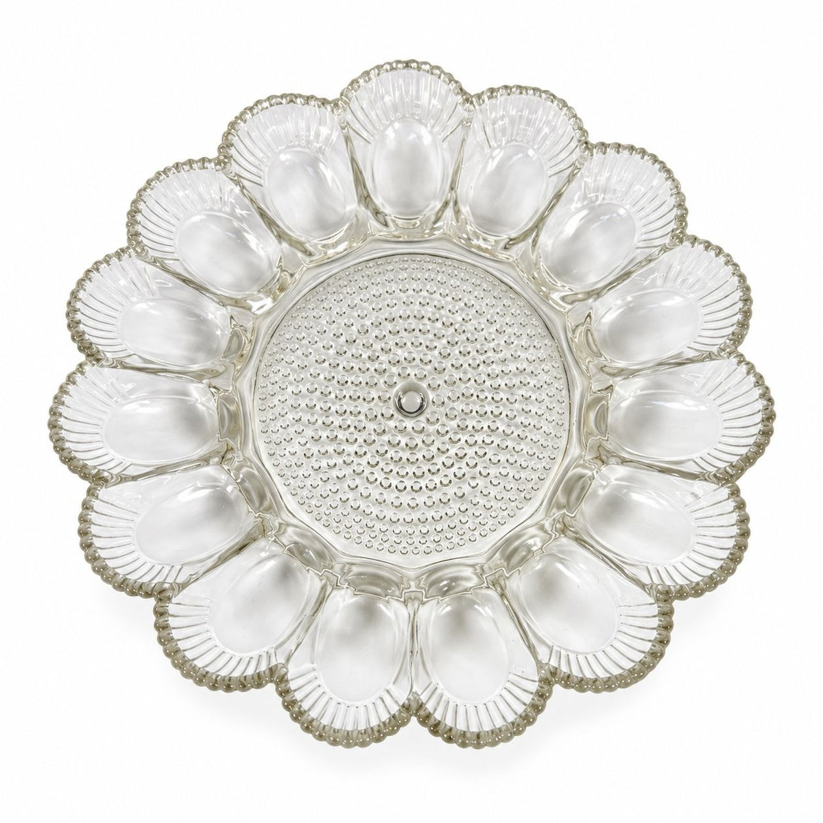 Deviled Egg Plate Platter Indiana Glass Clear Hobnail Vintage 15 Count  Serveware Hostess Party