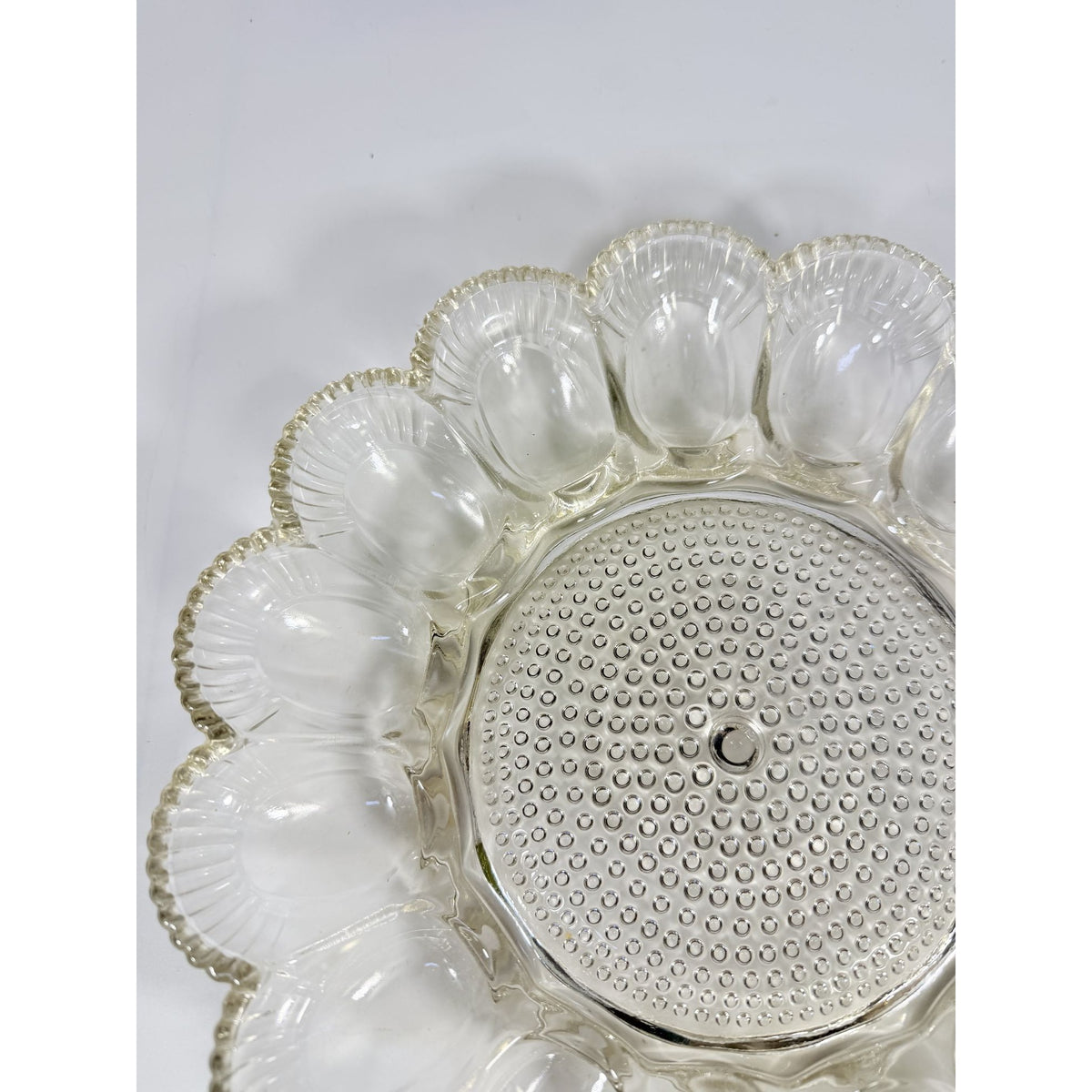 Deviled Egg Plate Platter Indiana Glass Clear Hobnail Vintage 15 Count  Serveware Hostess Party