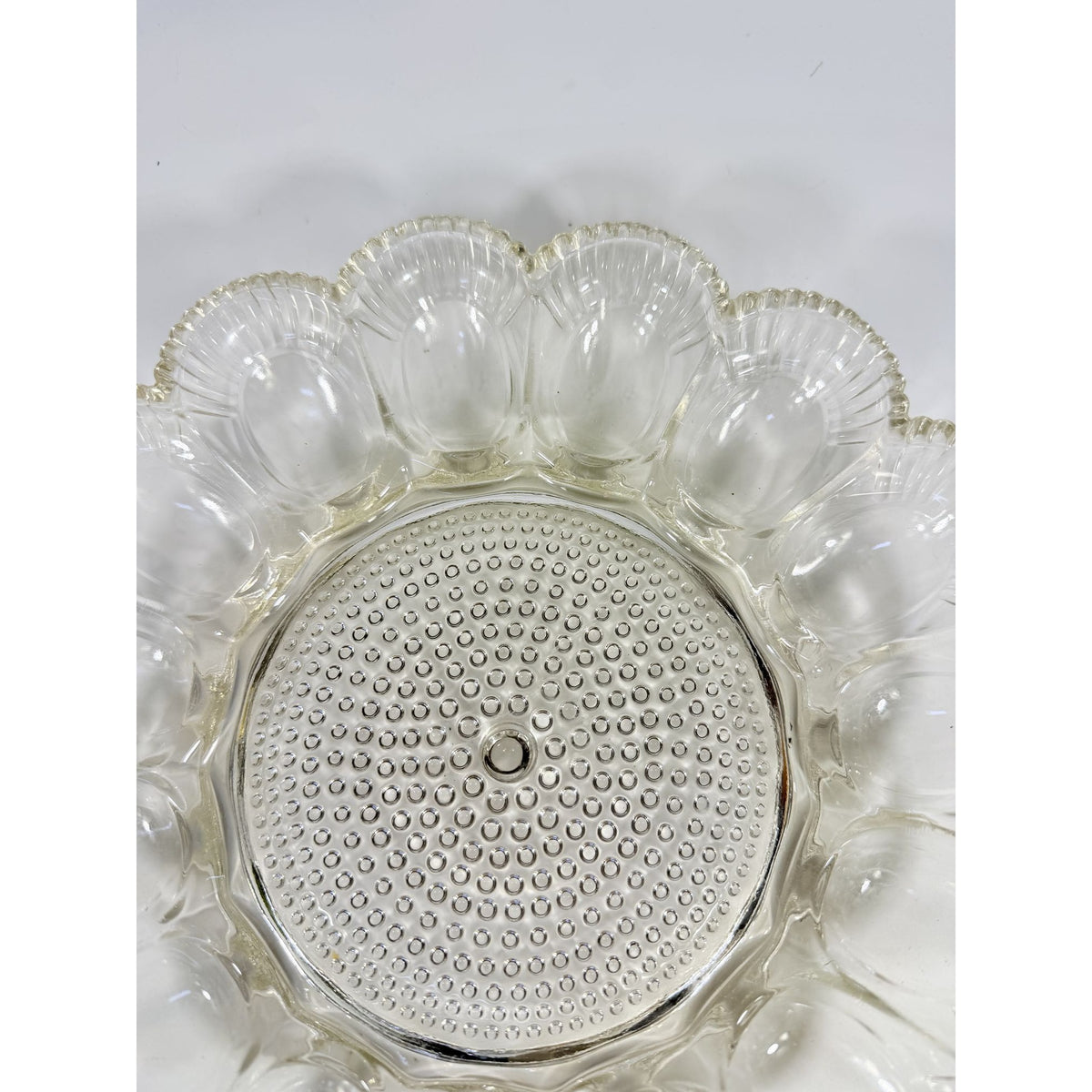 Deviled Egg Plate Platter Indiana Glass Clear Hobnail Vintage 15 Count  Serveware Hostess Party