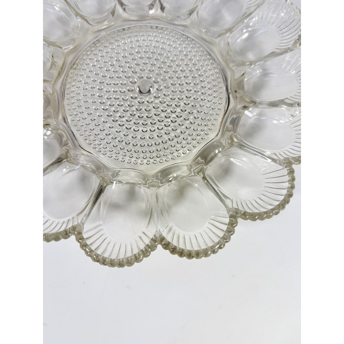 Deviled Egg Plate Platter Indiana Glass Clear Hobnail Vintage 15 Count  Serveware Hostess Party