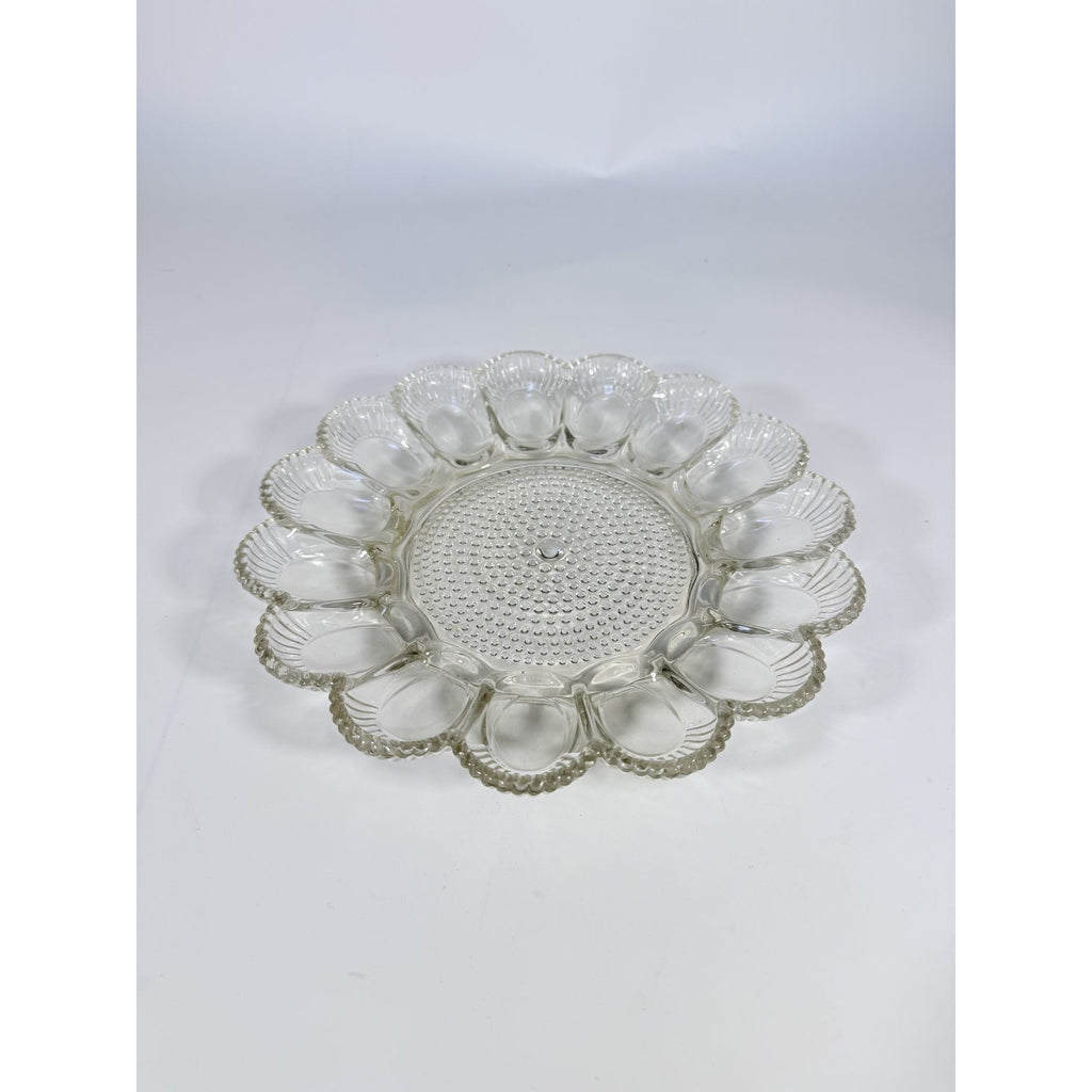 Deviled Egg Plate Platter Indiana Glass Clear Hobnail Vintage 15 Count  Serveware Hostess Party
