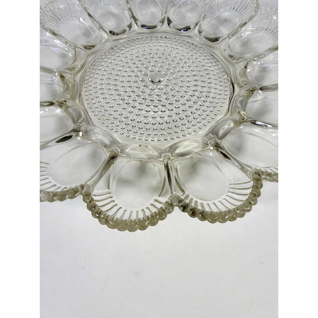 Deviled Egg Plate Platter Indiana Glass Clear Hobnail Vintage 15 Count  Serveware Hostess Party