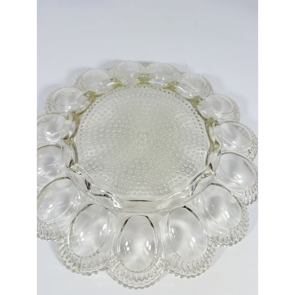 Deviled Egg Plate Platter Indiana Glass Clear Hobnail Vintage 15 Count  Serveware Hostess Party