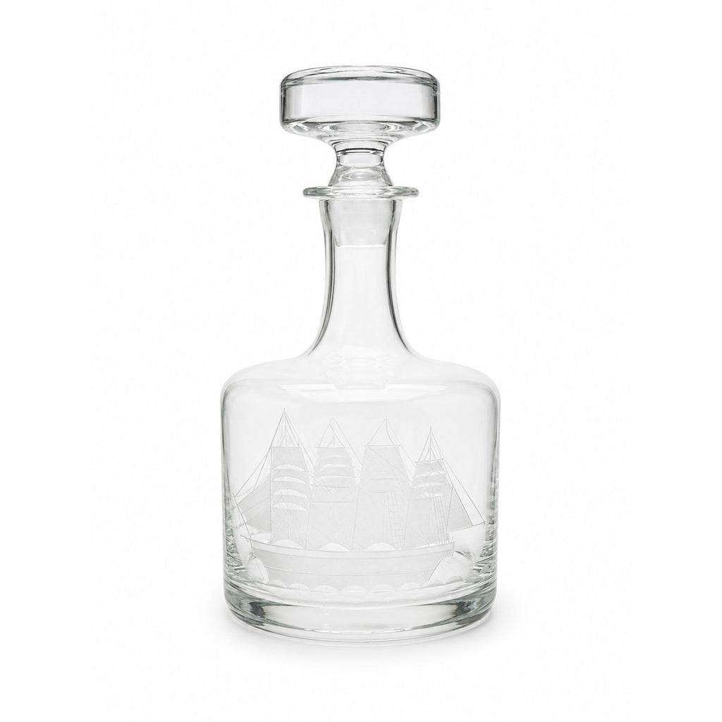 Decanter Toscany Etched Frosted Clipper Ship Mancave Barware Crystal Clipper Vintage Replacement Glassware Barware Nautical