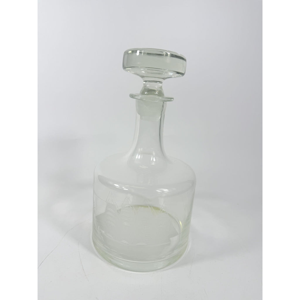 Decanter Toscany Etched Frosted Clipper Ship Mancave Barware Crystal Clipper Vintage Replacement Glassware Barware Nautical