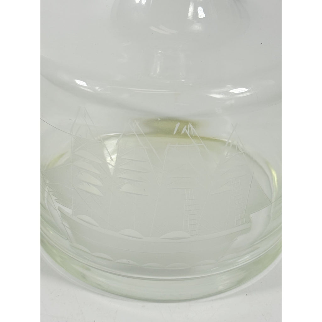 Decanter Toscany Etched Frosted Clipper Ship Mancave Barware Crystal Clipper Vintage Replacement Glassware Barware Nautical