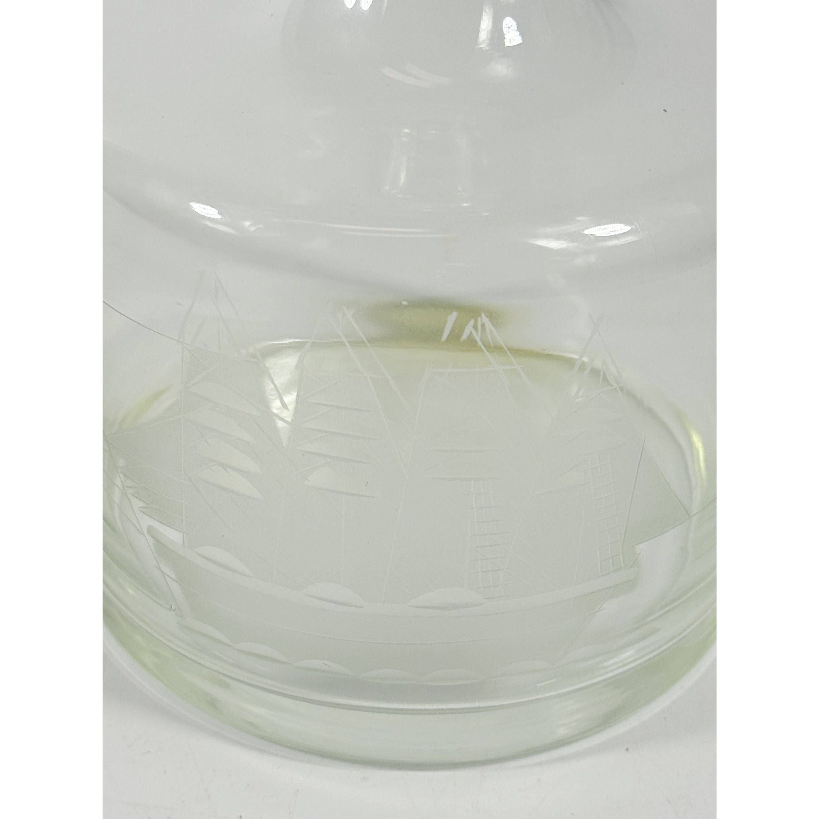 Decanter Toscany Etched Frosted Clipper Ship Mancave Barware Crystal Clipper Vintage Replacement Glassware Barware Nautical