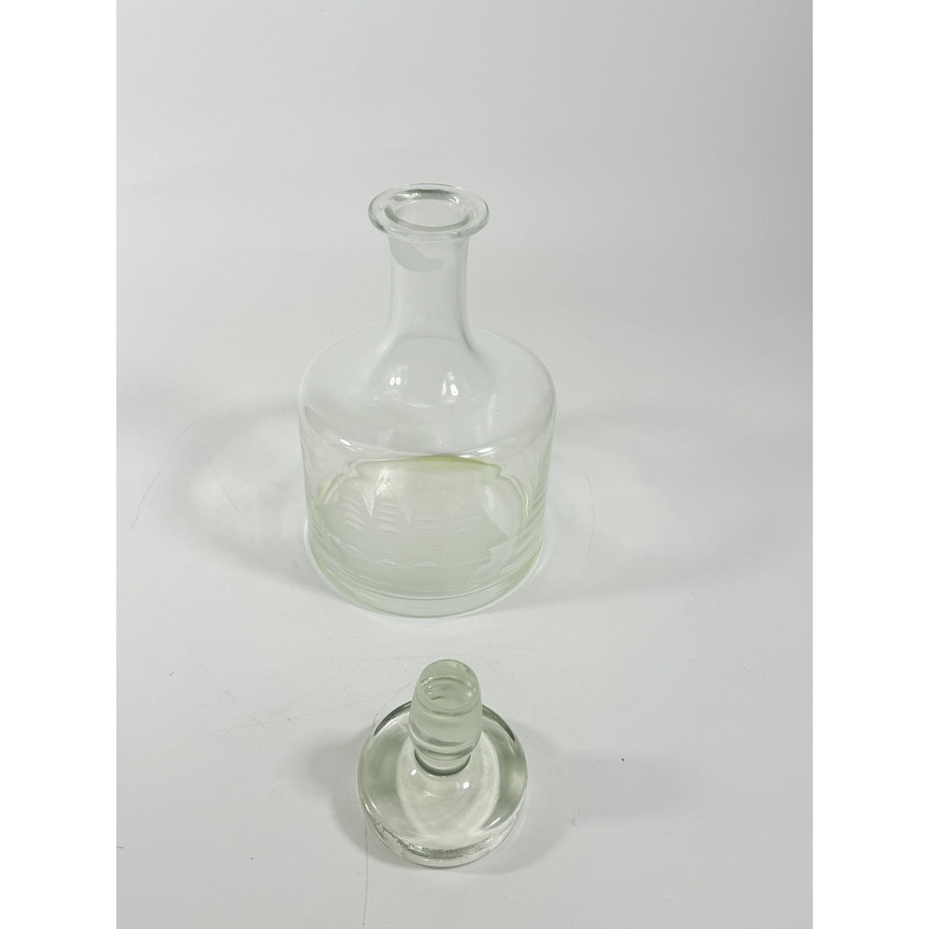 Decanter Toscany Etched Frosted Clipper Ship Mancave Barware Crystal Clipper Vintage Replacement Glassware Barware Nautical
