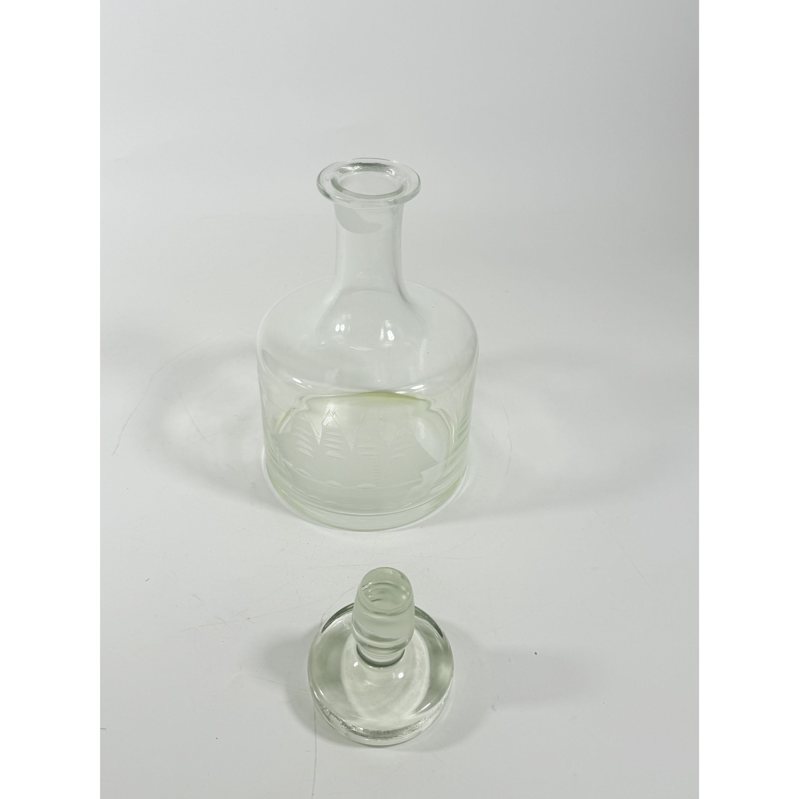 Decanter Toscany Etched Frosted Clipper Ship Mancave Barware Crystal Clipper Vintage Replacement Glassware Barware Nautical