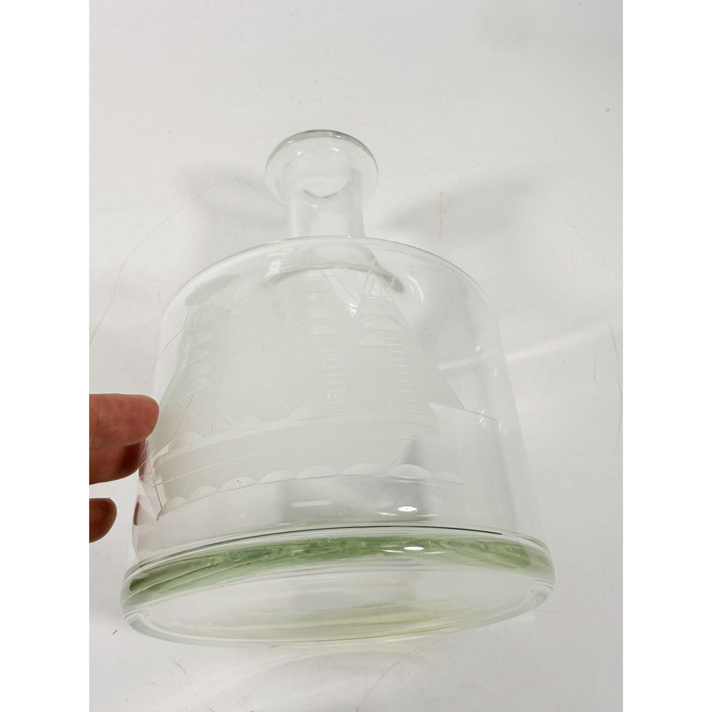 Decanter Toscany Etched Frosted Clipper Ship Mancave Barware Crystal Clipper Vintage Replacement Glassware Barware Nautical
