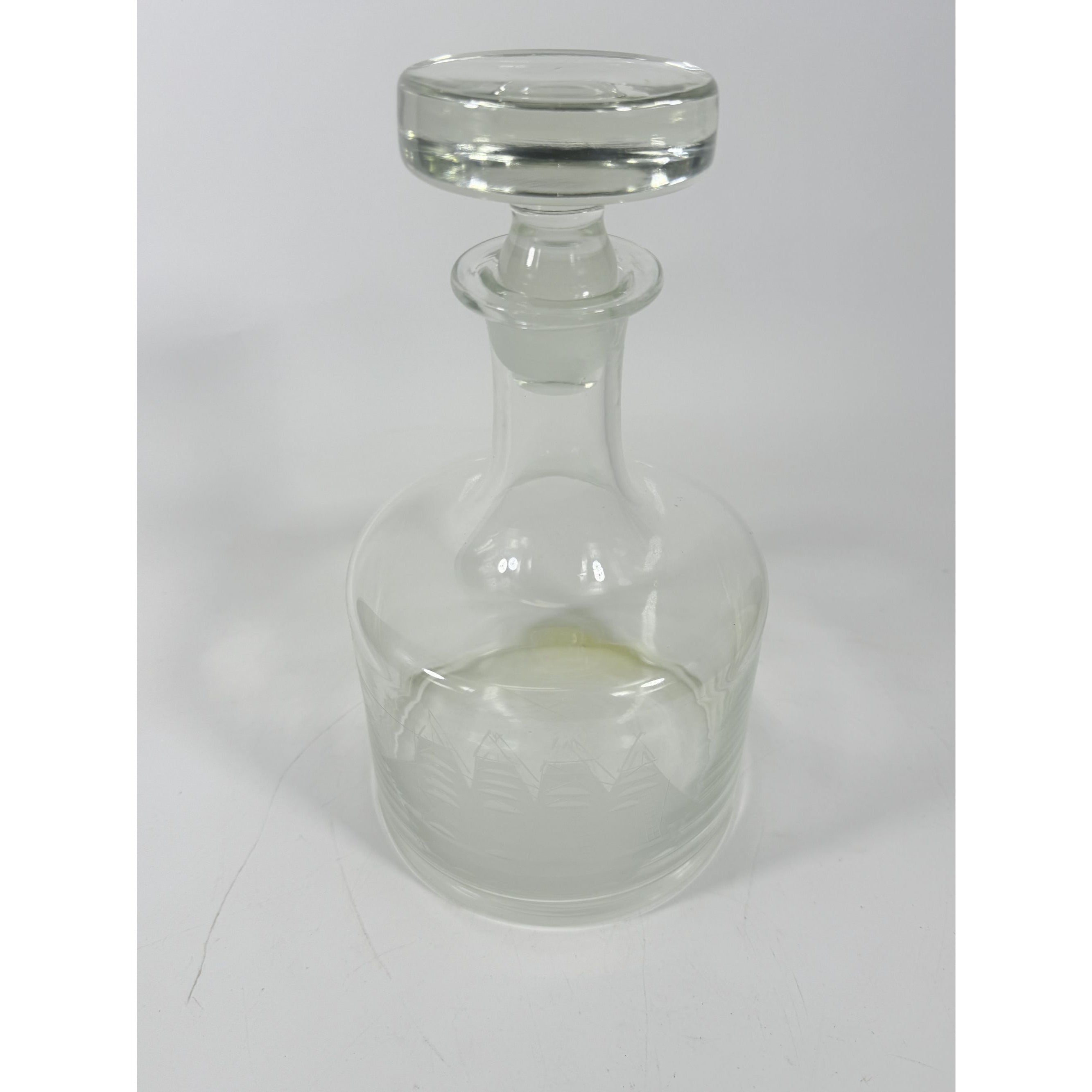 Decanter Toscany Etched Frosted Clipper Ship Mancave Barware Crystal Clipper Vintage Replacement Glassware Barware Nautical