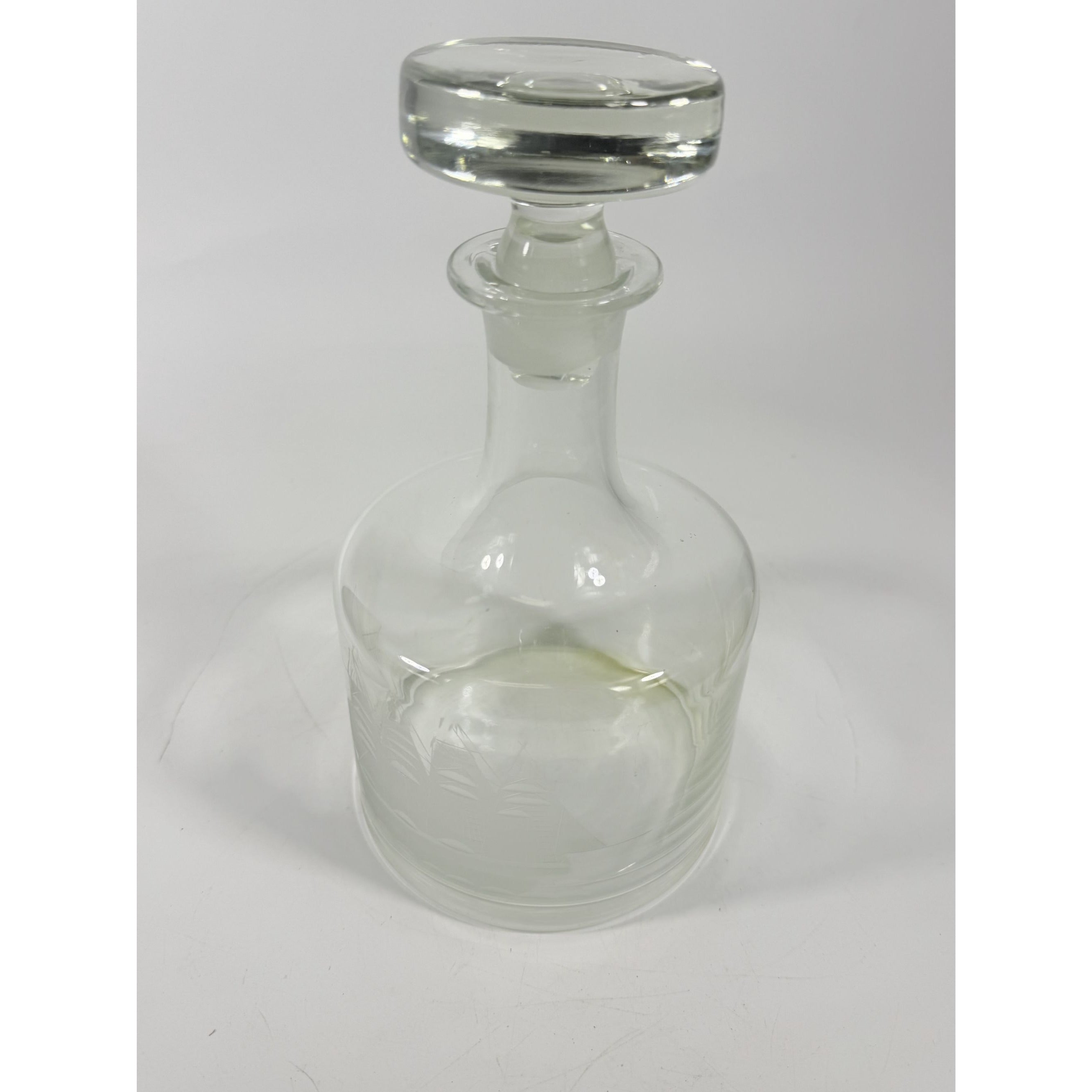 Decanter Toscany Etched Frosted Clipper Ship Mancave Barware Crystal Clipper Vintage Replacement Glassware Barware Nautical