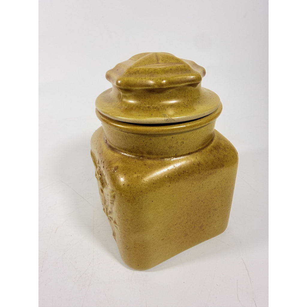 Pottery Canister Bicentennial Eagle Vintage Stoneware Chatham Potter Star American Atalier Glazed Brown Kitchenware Commemerative Collector
