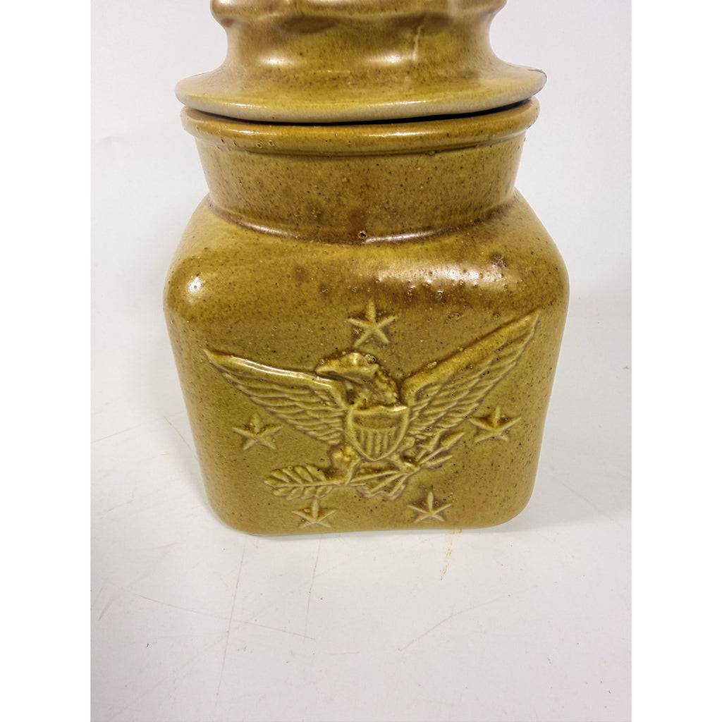 Pottery Canister Bicentennial Eagle Vintage Stoneware Chatham Potter Star American Atalier Glazed Brown Kitchenware Commemerative Collector
