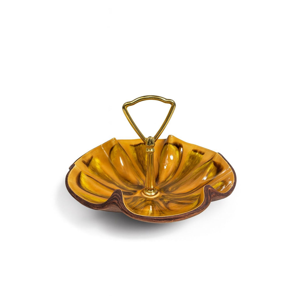 Tidbit Candy Nut Dish Handled  Sequoia Treasure Craft California Pottery 610 USA Orange  Peach Serveware Mid Century Retro Lava