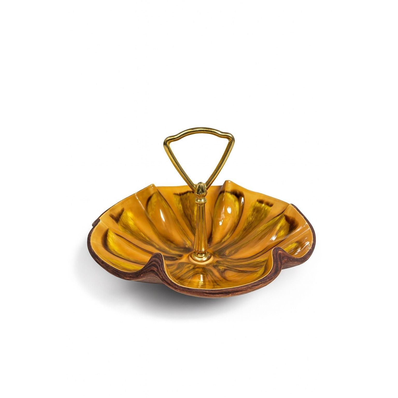 Tidbit Candy Nut Dish Handled  Sequoia Treasure Craft California Pottery 610 USA Orange  Peach Serveware Mid Century Retro Lava