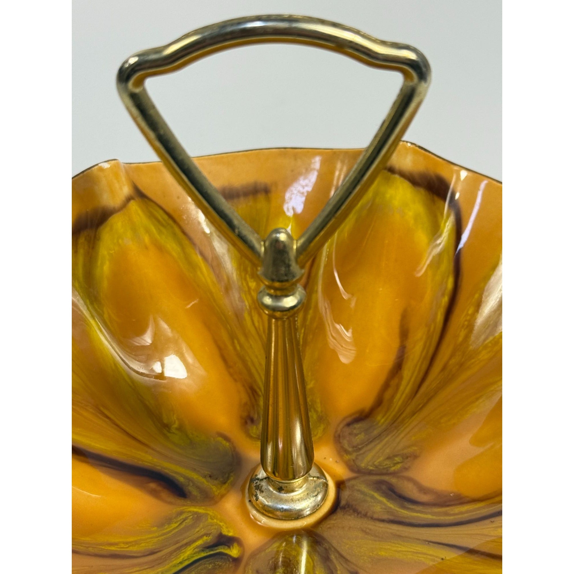 Tidbit Candy Nut Dish Handled  Sequoia Treasure Craft California Pottery 610 USA Orange  Peach Serveware Mid Century Retro Lava