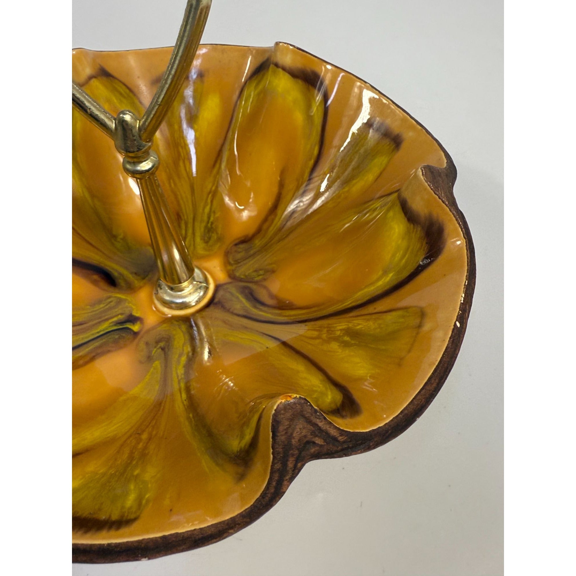 Tidbit Candy Nut Dish Handled  Sequoia Treasure Craft California Pottery 610 USA Orange  Peach Serveware Mid Century Retro Lava
