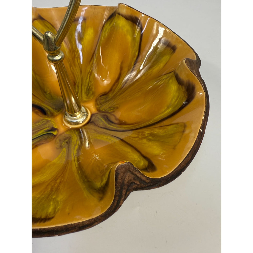 Tidbit Candy Nut Dish Handled  Sequoia Treasure Craft California Pottery 610 USA Orange  Peach Serveware Mid Century Retro Lava
