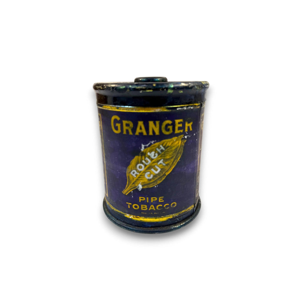 Tin Granger Pipe Tobacco Rough Cut Blue Round Tin Metal Knob Lid Canister Liggett & Myers Tobacco Co. Vintage Tobacciana Collectible 1920s