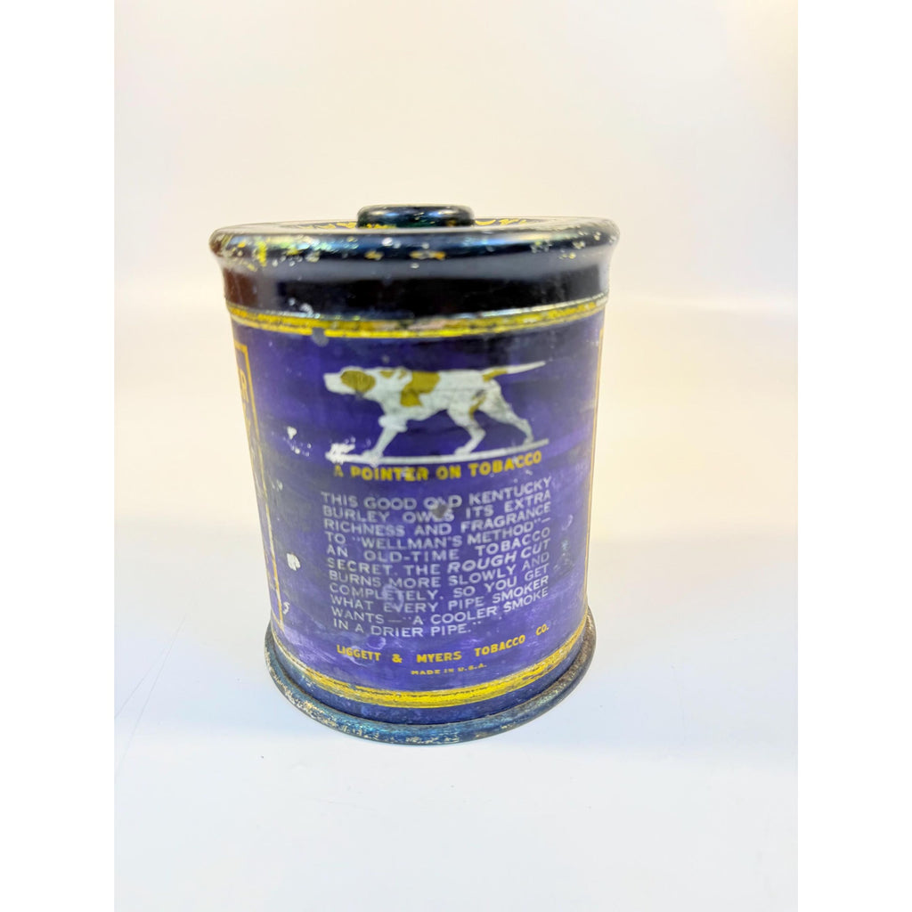 Tin Granger Pipe Tobacco Rough Cut Blue Round Tin Metal Knob Lid Canister Liggett & Myers Tobacco Co. Vintage Tobacciana Collectible 1920s
