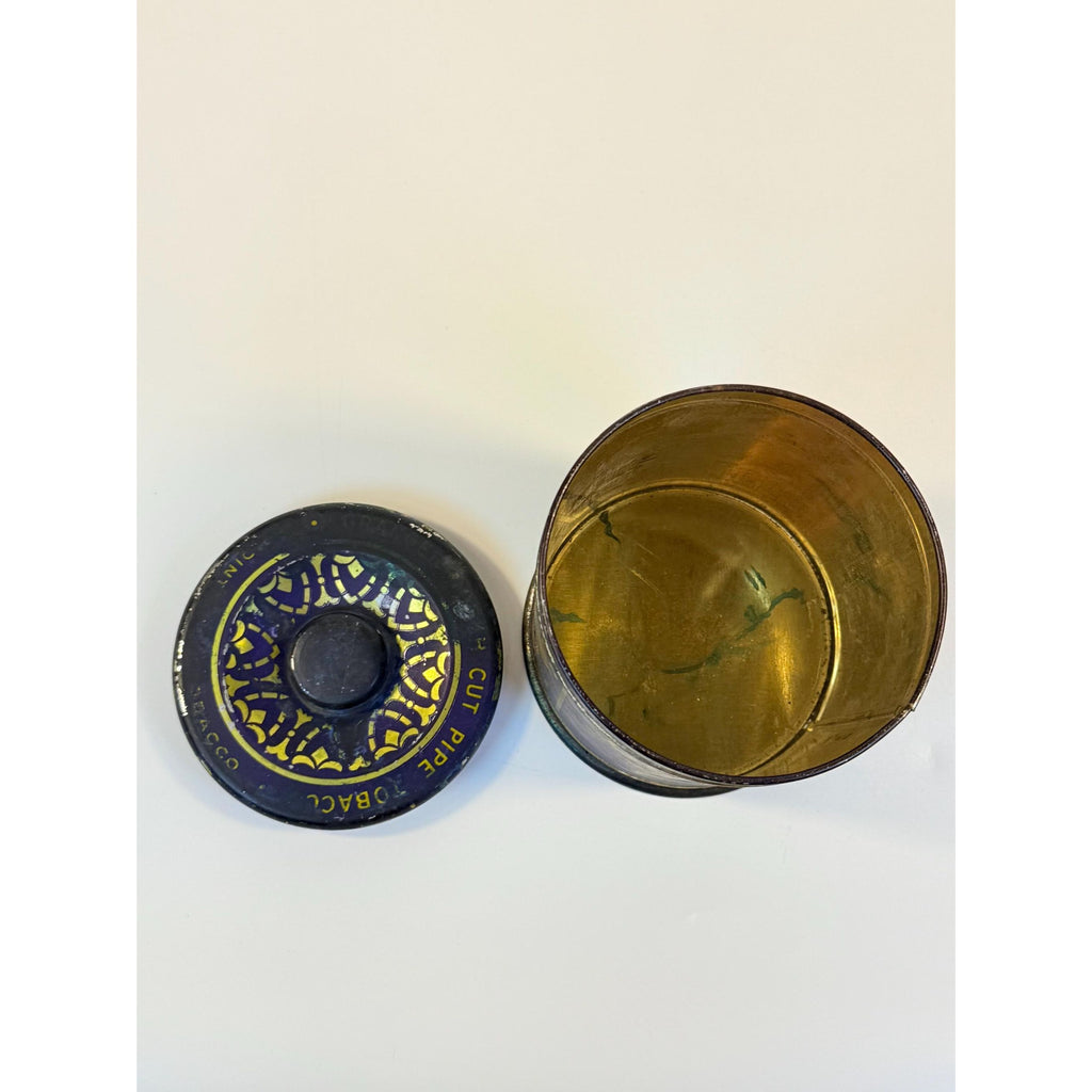 Tin Granger Pipe Tobacco Rough Cut Blue Round Tin Metal Knob Lid Canister Liggett & Myers Tobacco Co. Vintage Tobacciana Collectible 1920s