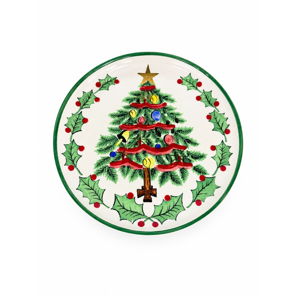 Salad plate Geo Lefton Handpainted Christmas Tree Holly and Berry Vintage Japan Replacement China Holiday Dinnerware
