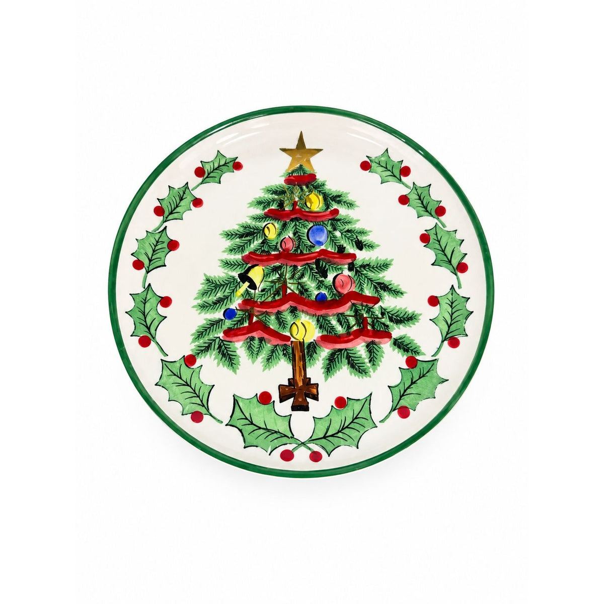 Salad plate Geo Lefton Handpainted Christmas Tree Holly and Berry Vintage Japan Replacement China Holiday Dinnerware