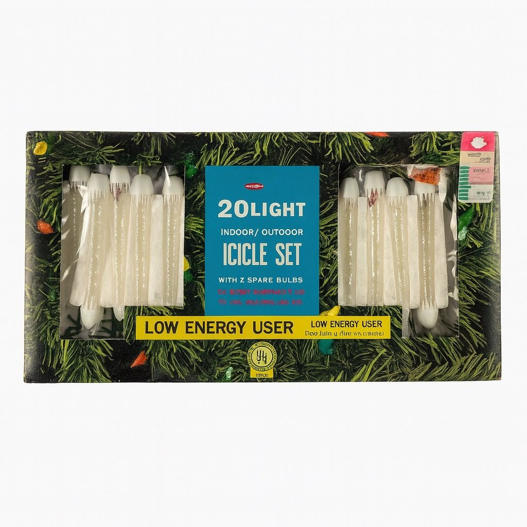 Icicle Drip Christmas Multicolor 20 Lights YuleGlo Vintage Mid Century Original box Holiday Seasonal Tree Decoration Retro MCM Colored