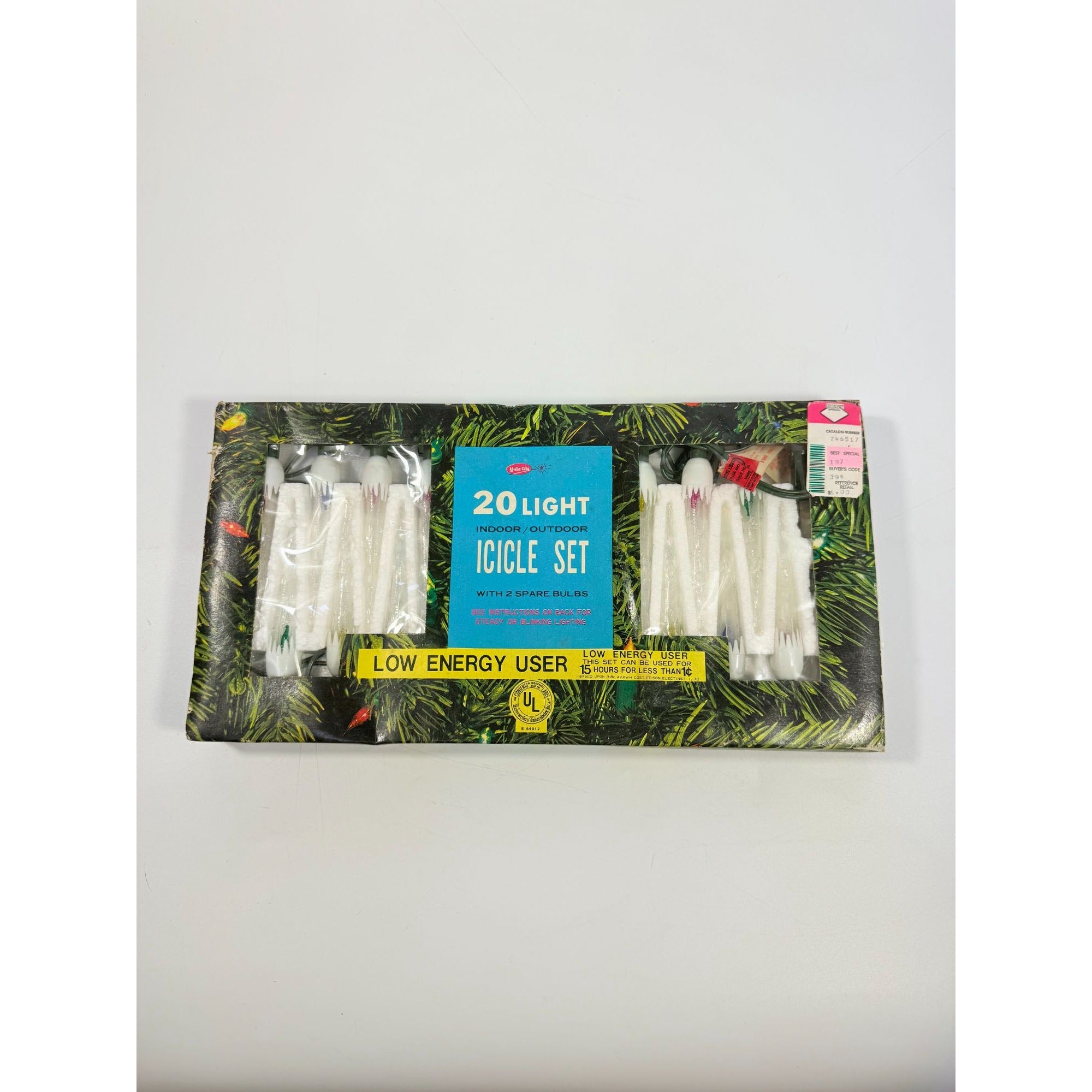 Icicle Drip Christmas Multicolor 20 Lights YuleGlo Vintage Mid Century Original box Holiday Seasonal Tree Decoration Retro MCM Colored