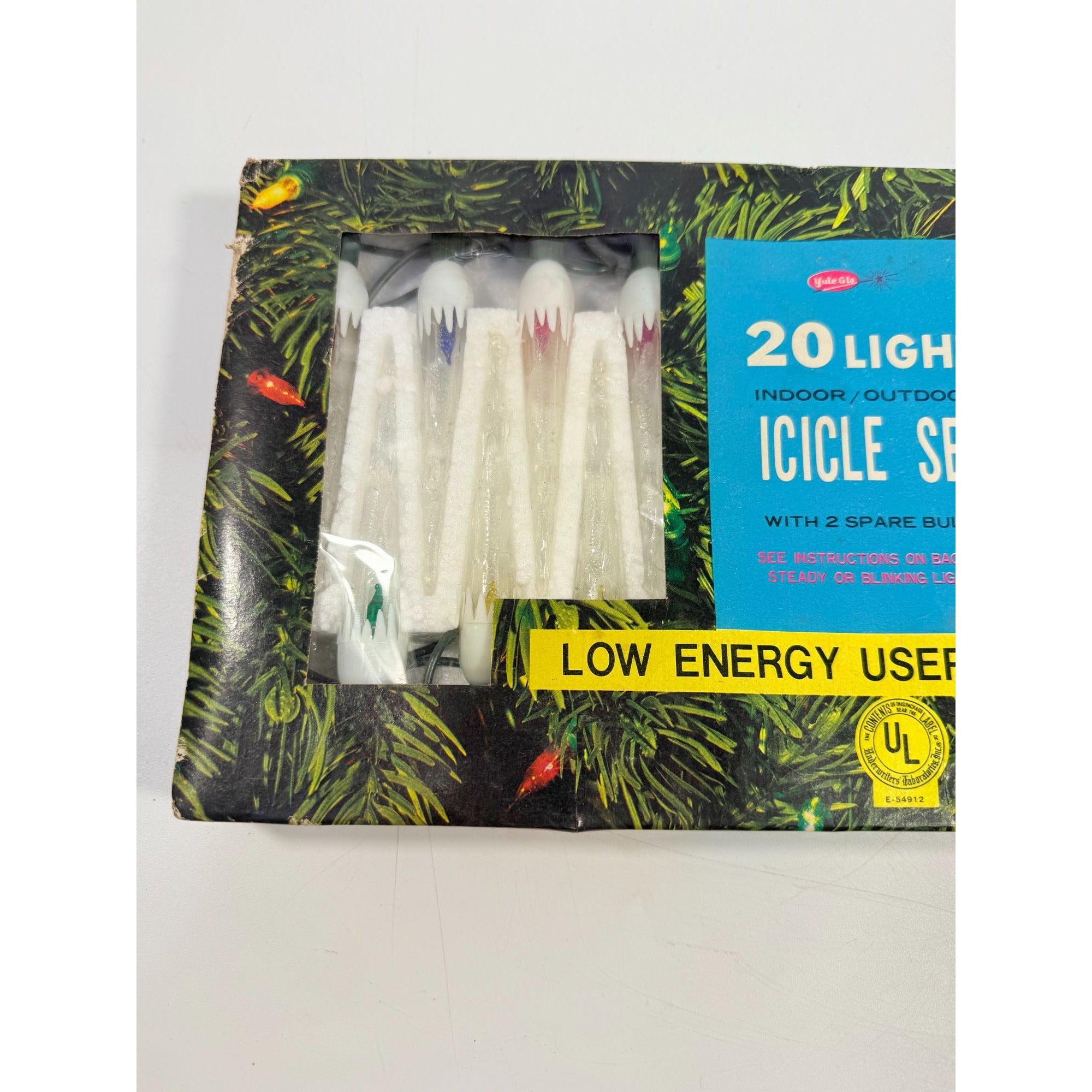 Icicle Drip Christmas Multicolor 20 Lights YuleGlo Vintage Mid Century Original box Holiday Seasonal Tree Decoration Retro MCM Colored