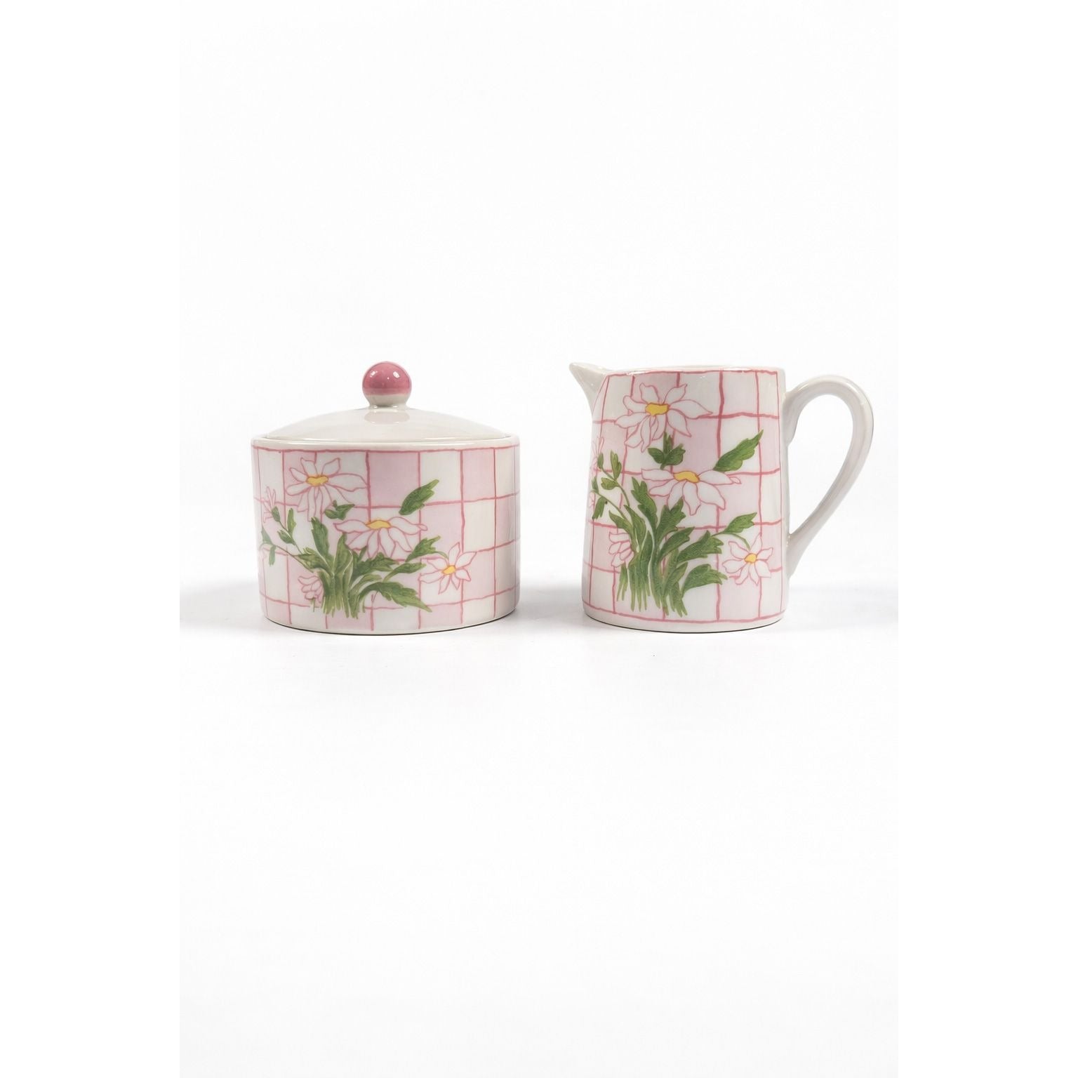 Sugar and Creamer Set Franci Villa Vanilla Daisies Taste Setter Vintage Palm Beach Regency Mid Mod Porcelain Ceramic Childrens Size Party
