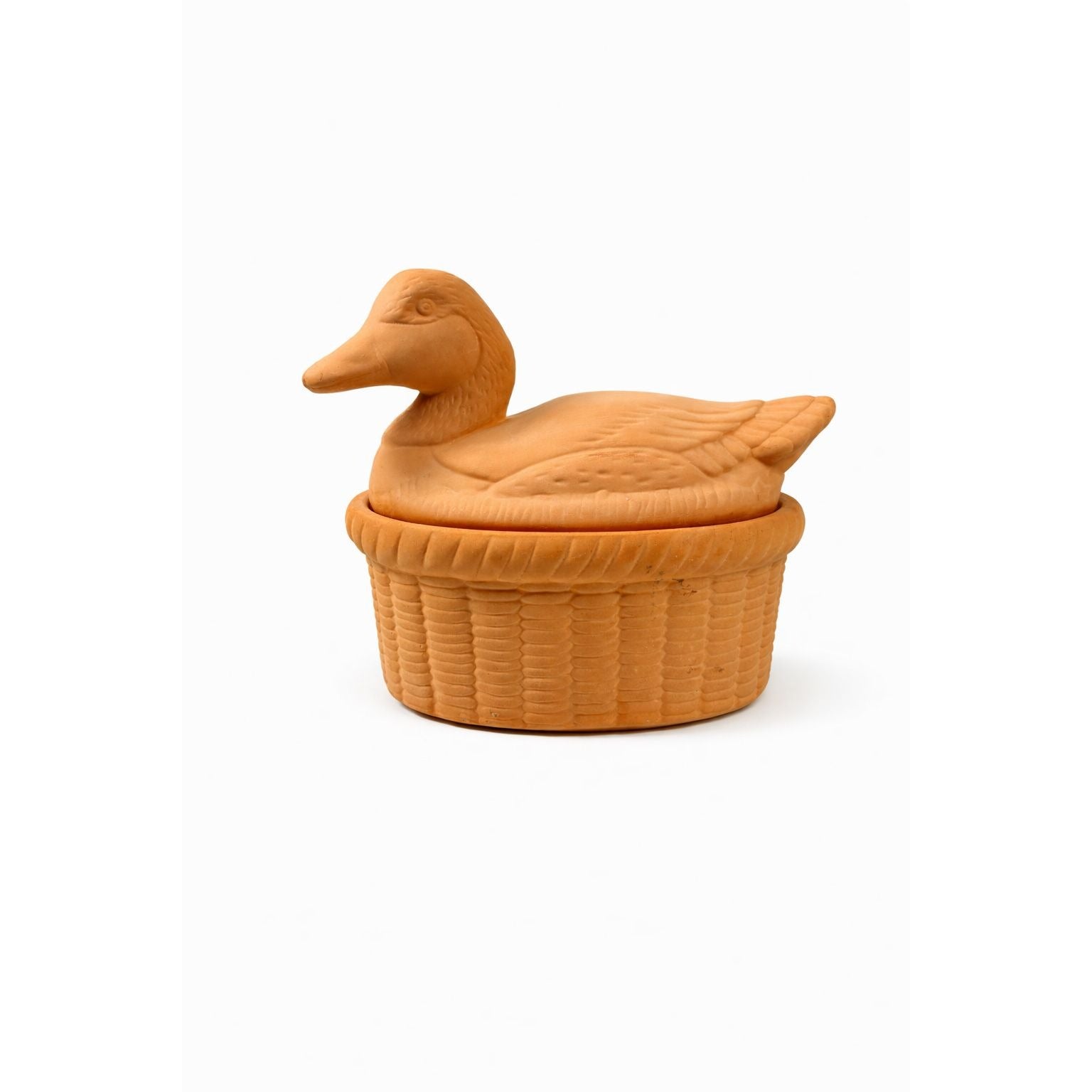 Lidded Casserole Duck on Nest Terra Cotta Baking Dish Vintage Kitchen Decor Clay Pottery Cottage Country Farmhouse Primitive Cottage Granny