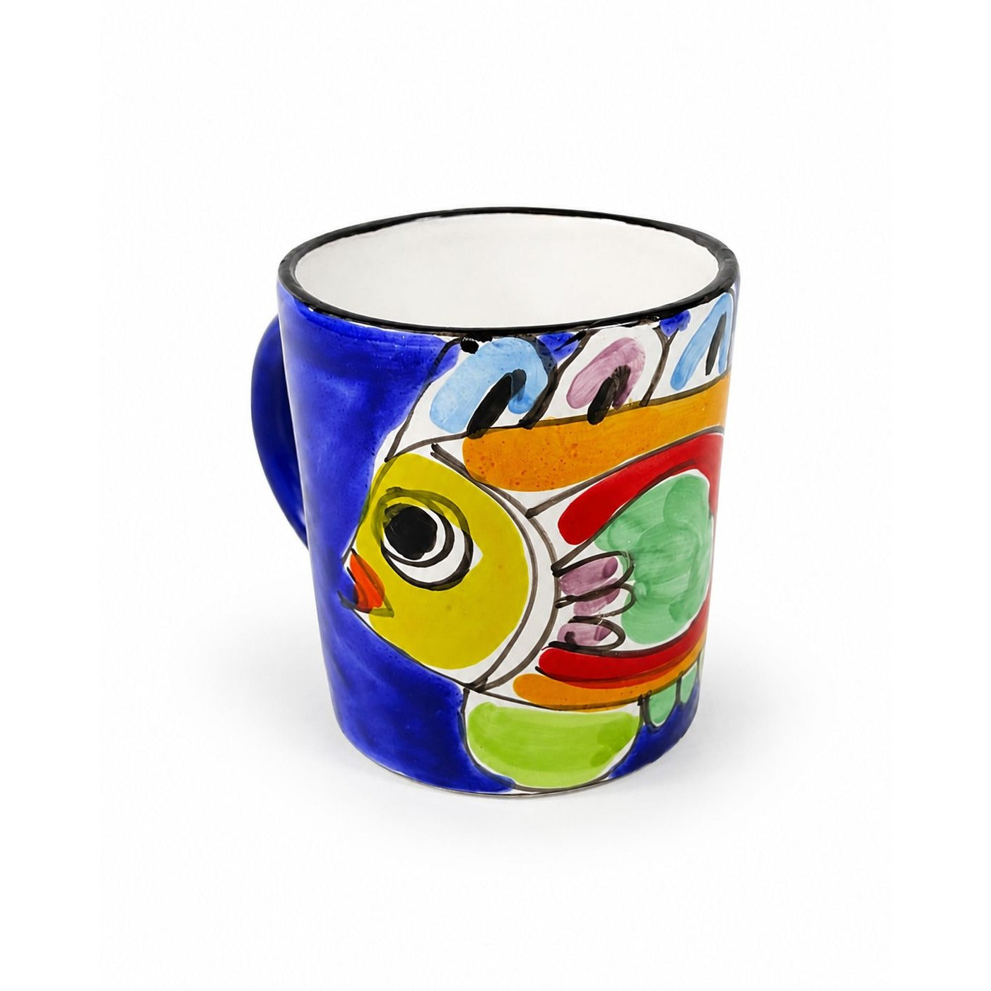 Large Pottery Coffee Mug Large Fish La Musa Saks Italian Hand Painted 12 oz Made in Italy Vintage Whimical Colorful Replacement China