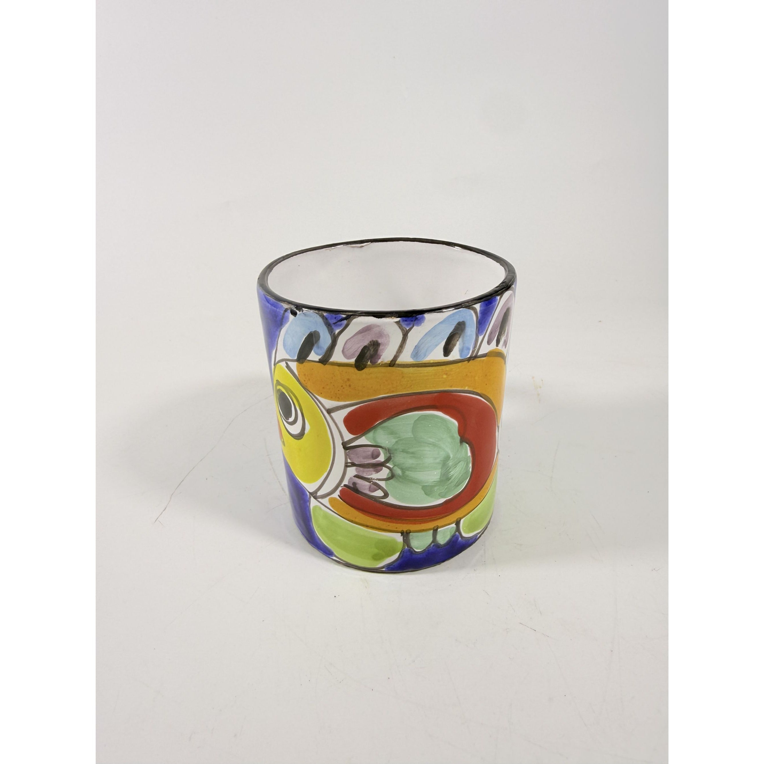 Large Pottery Coffee Mug Large Fish La Musa Saks Italian Hand Painted 12 oz Made in Italy Vintage Whimical Colorful Replacement China