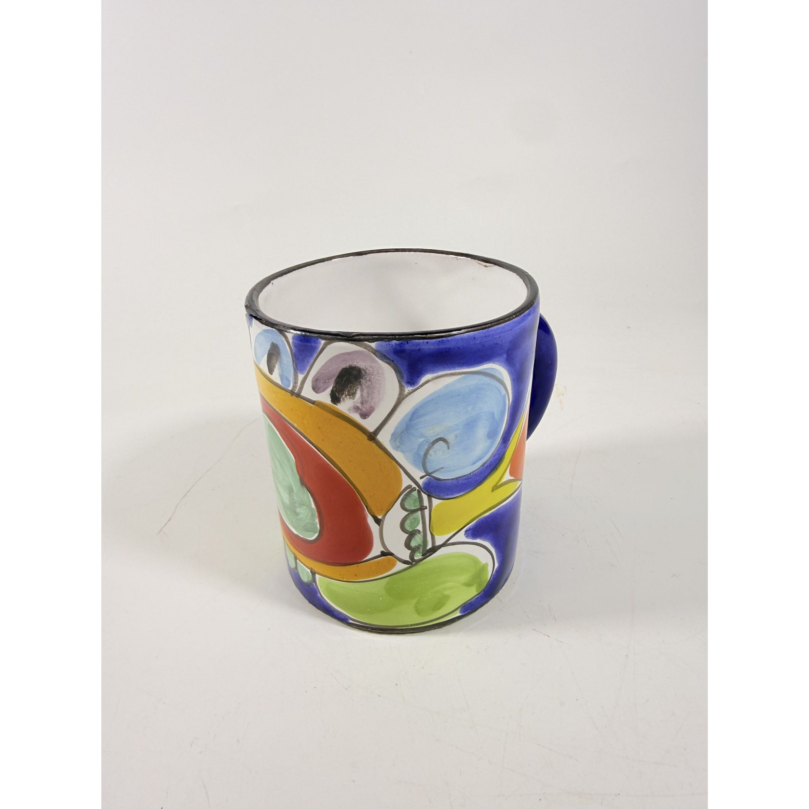Large Pottery Coffee Mug Large Fish La Musa Saks Italian Hand Painted 12 oz Made in Italy Vintage Whimical Colorful Replacement China