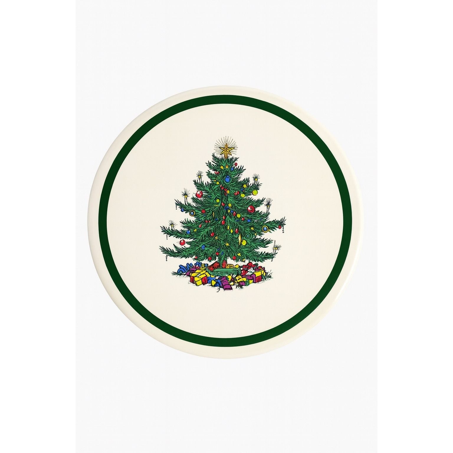 Trivet Hot Plate Christmas Tree Cuthbertson Porcelain Ceramic Holiday Decor Replacement China Vintage Wide Greeen Band Seasonal
